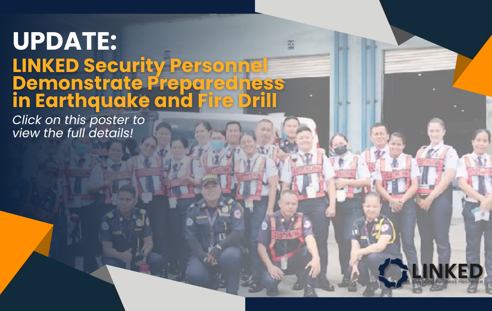 In a continuous effort to uphold workplace safety and emergency readiness, LINKED security personnel actively participated in a comprehensive earthquake and fire drill conducted in coordination with the Bureau of Fire Protection – City of Cabuyao. The activity brought together a total of 418 employees and security personnel, all united under one goal — to strengthen preparedness and ensure safety within the facility. The drill simulated real-life disaster scenarios, beginning with an earthquake alert that prompted employees to perform the “duck, cover, and hold” procedure. This was immediately followed by a fire simulation, allowing participants to apply proper evacuation techniques and emergency response measures. LINKED’s security team played a crucial role throughout the activity, leading the implementation of safety protocols, assisting in the evacuation process, and coordinating with the BFP responders. Their professionalism, calm demeanor, and quick response demonstrated the importance of constant training and readiness in mitigating risks during emergencies. According to the organizers, this year’s exercise stood out because of its well-coordinated execution and the security team’s evident preparedness. Such activities serve as a valuable reminder of the importance of safety awareness and the role of every individual in protecting lives and property during unforeseen events. At LINKED Group, safety and security go hand in hand. Through continuous drills, training, and collaboration with partner agencies, the organization reaffirms its commitment to promoting a culture of vigilance, resilience, and preparedness in every site it serves. With teamwork, coordination, and the dedication of trained personnel, LINKED continues to ensure that when emergencies arise, everyone knows exactly what to do — confidently, safely, and together.
